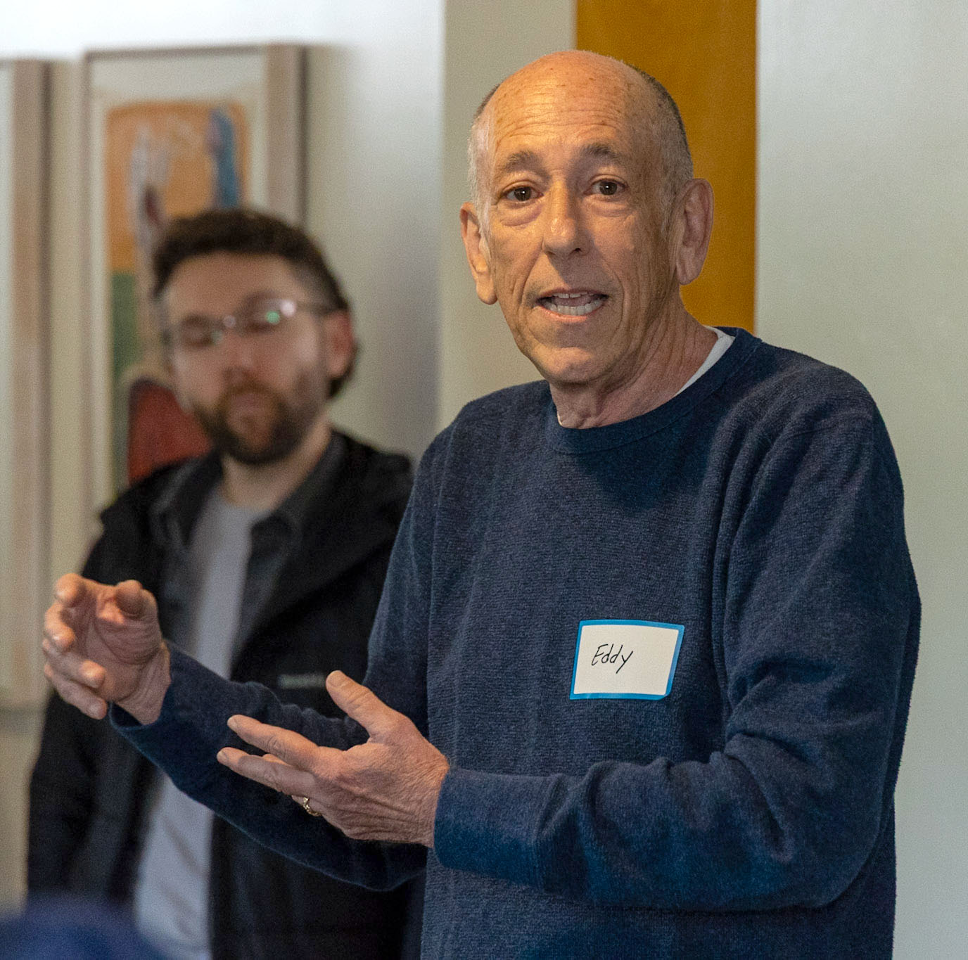 Eddy speaking at his campaign launch